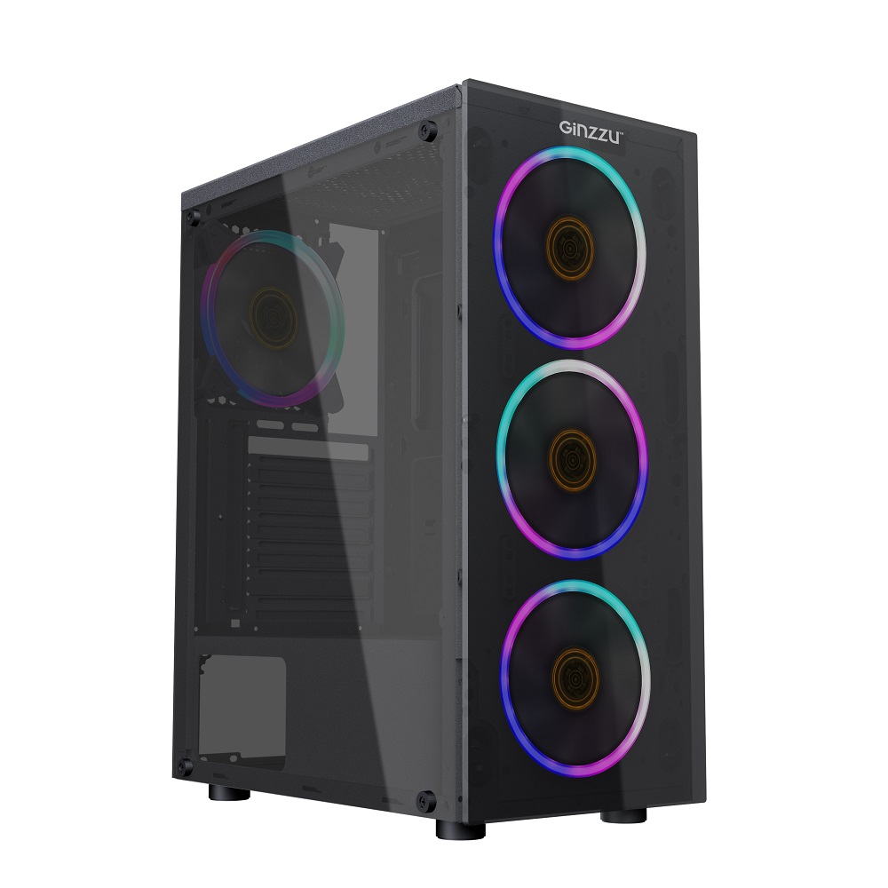 

Корпус Ginzzu SL600, ATX, Midi-Tower, USB 3.0, RGB подсветка, черный, без БП, SL600