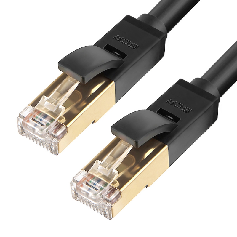 Патч-корд FTP кат.7, 0.3м, RJ45-RJ45, черный, Greenconnect (GCR-LNC701-0.3m)