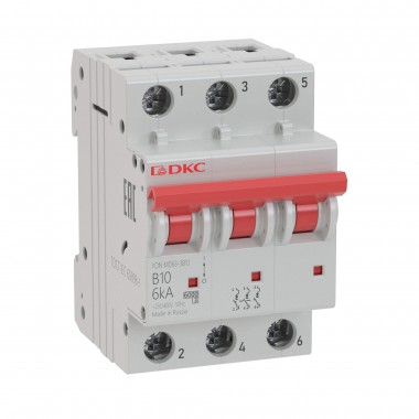 

Выключатель автоматический YON трехполюсный (3P/3П) 6A D 6кА (MD63-3D6-6), 0