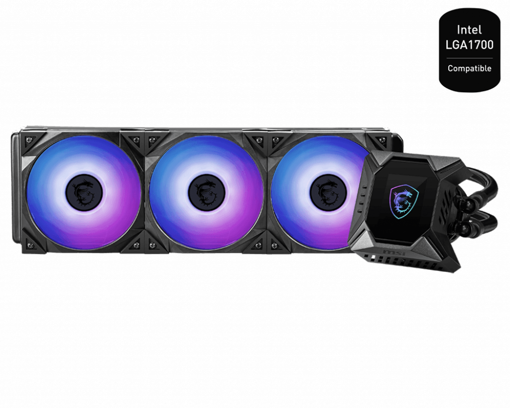

Жидкостное охлаждение MSI MPG CORELIQUID K360 V2 для Socket 115x/2066/2011/2011-3/1356/1366/1200/Socket 1700/AM4/AM3/AM3+/FM1/AM2+, 3x120мм, ARGB, MPG CORELIQUID K360 V2