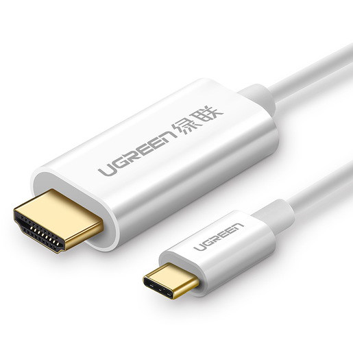 

Кабель HDMI(19M)-USB 2.0 Type-C(M) 4K, экранированный, 1.5 м, белый UGREEN MM121 (30841), MM121