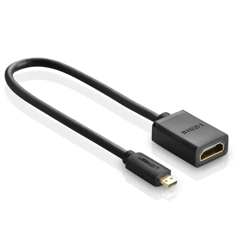 

Кабель Micro HDMI(19M)-HDMI(19F) 4K, экранированный, 22 см, черный UGREEN (20134)