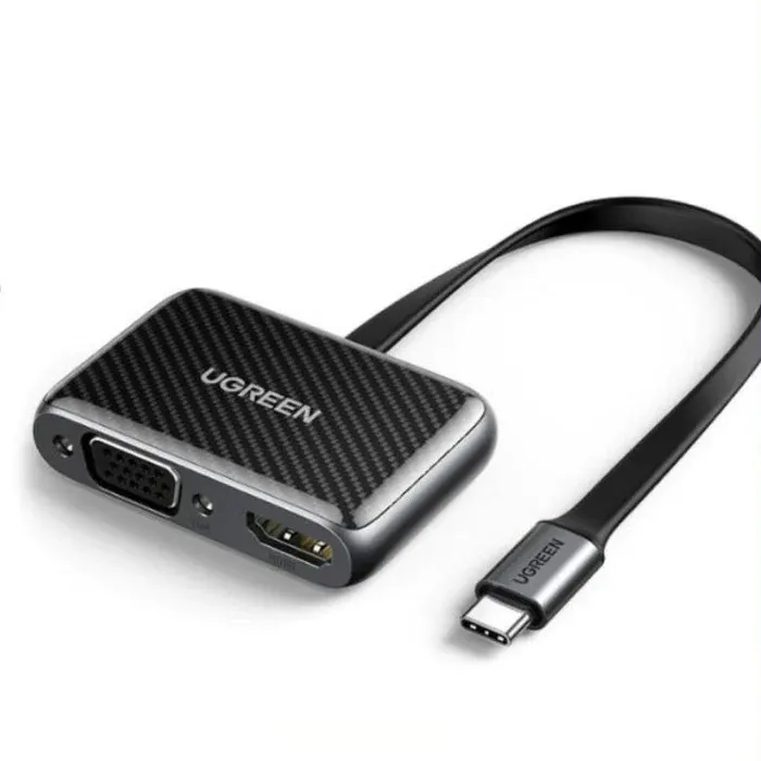 

Кабель USB Type-C(m)-HDMI(19F)+VGA(15F) 4K, черный UGREEN CM303 (70549), CM303