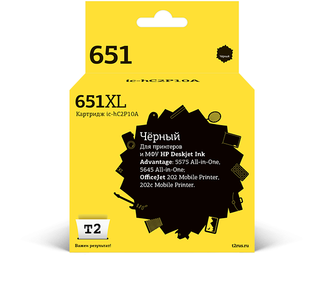 

Картридж струйный T2 IC-HC2P10A (№651), черный, совместимый, для Dj Ink At 5575/5645/OJ 202/202c Ml