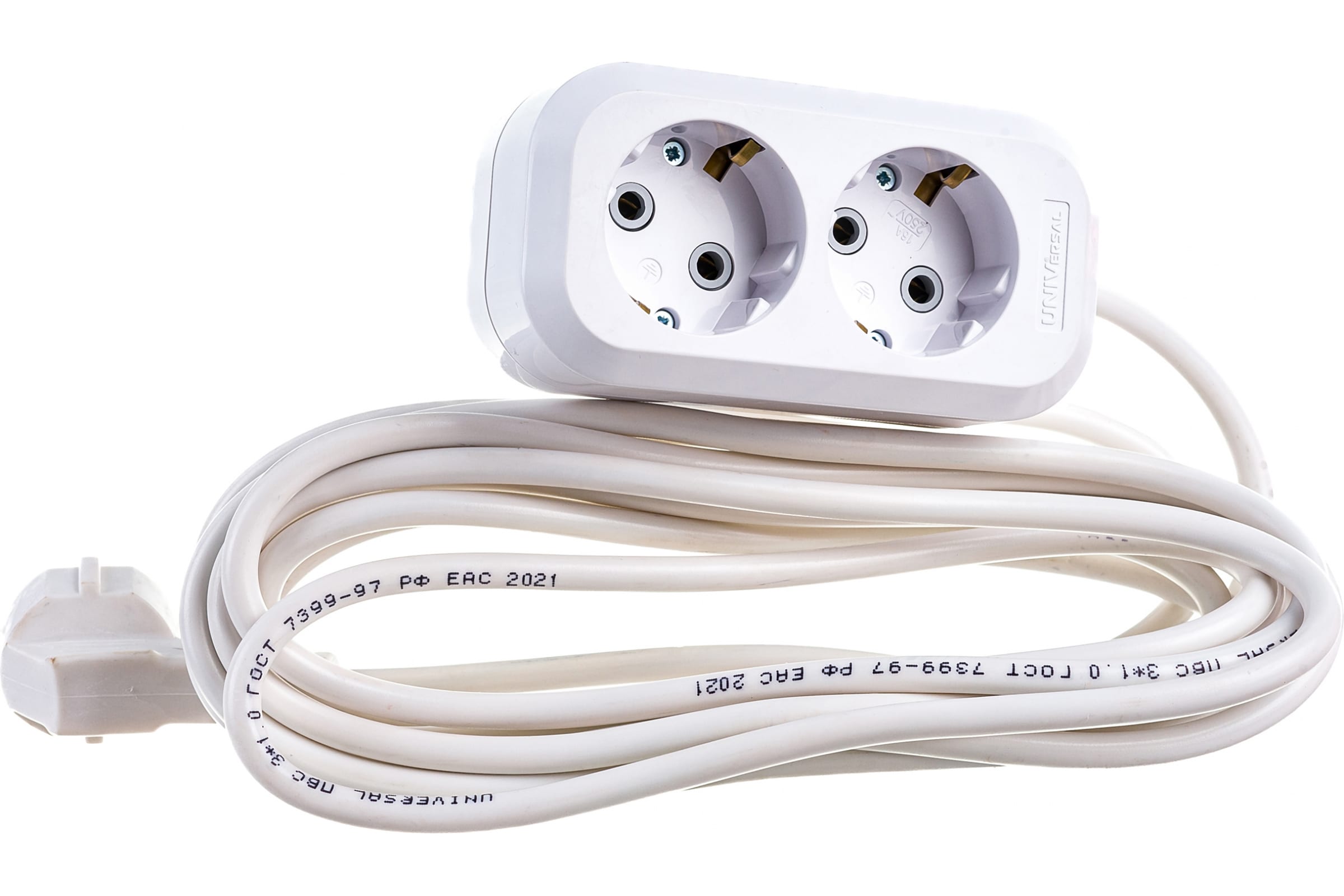 

Удлинитель UNIVersal Е-302, 2-розетки, 5м, белый (9631974), Е-302