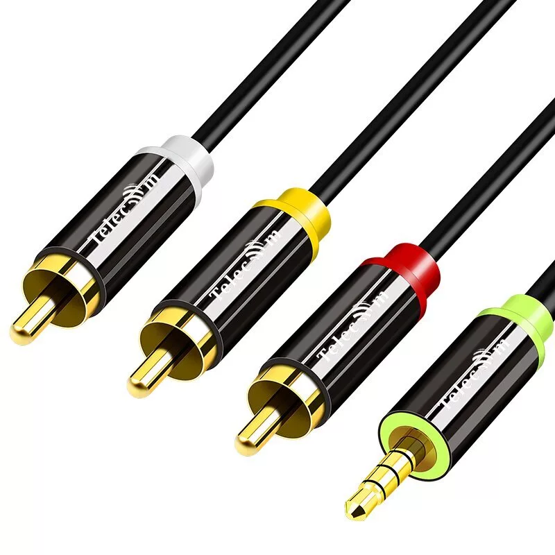 

Кабель 3xRCA(M)-Jack 3.5mm(M), 3м, черный Telecom (TAV4545M-3M)