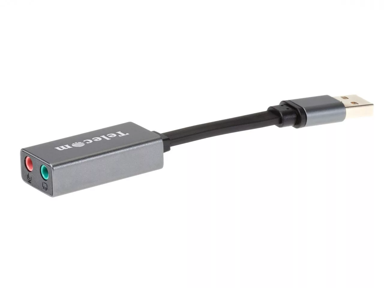 

Переходник (адаптер) 2xJack 3.5mm(F)-USB2.0(M), экранированный, 10см Telecom (TA313U)