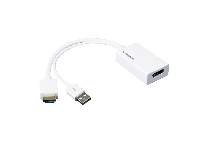 

Кабель-переходник (адаптер) DisplayPort(20F)-DisplayPort(20M)+HDMI(19M) 4K, белый Kramer (ADC-HM/DPF)