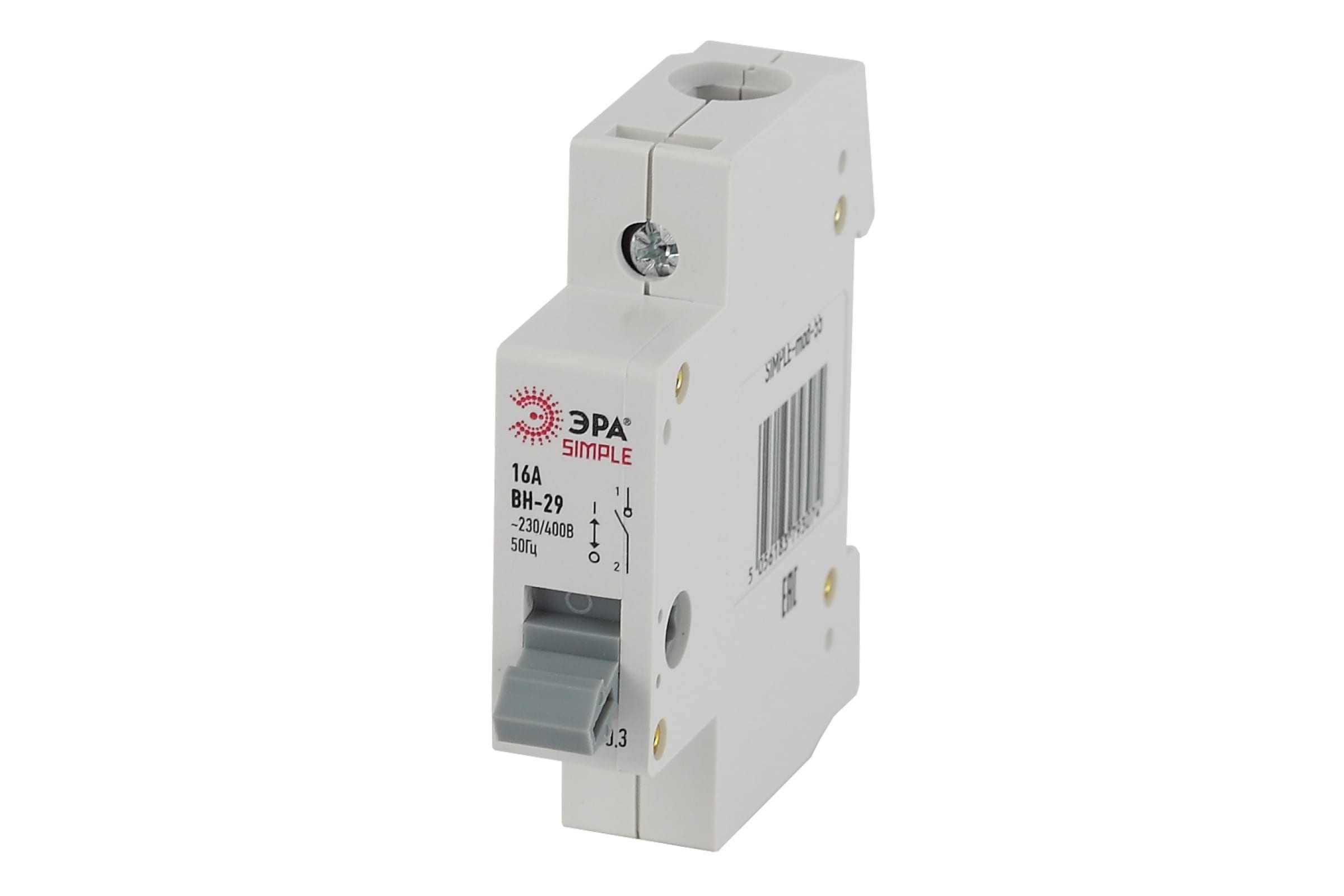 

Выключатель нагрузки 1P 25A, Эра SIMPLE ВН-29 (Б0039246), ВН-29