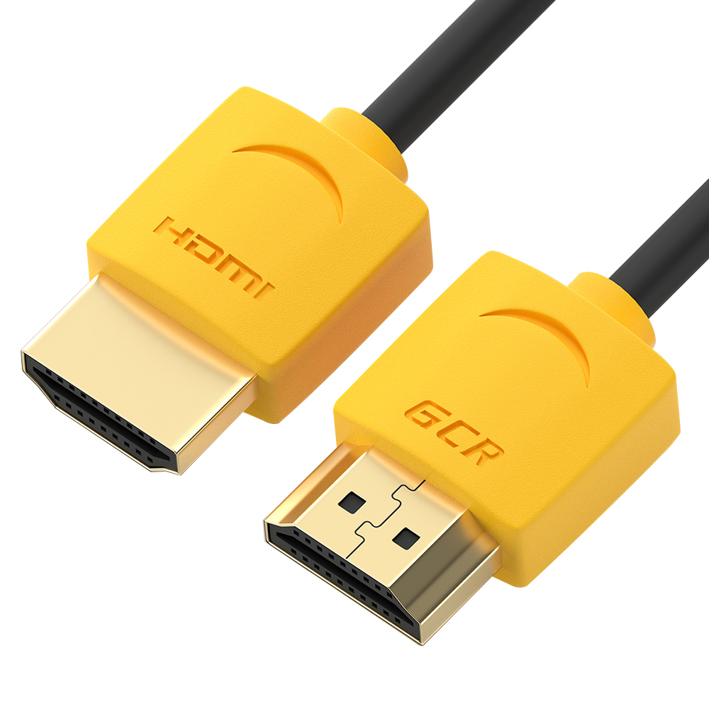

Кабель HDMI(19M)-HDMI(19M) v2.0 4K, плоский, экранированный, 50 см, черный/желтый GCR GCR-502 (GCR-51584), GCR-502