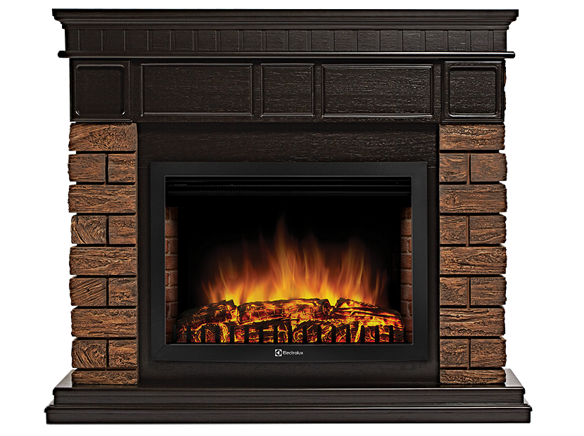 Портал для электрокамина Firelight Bricks Wood 25, каменый дуб темный/венге