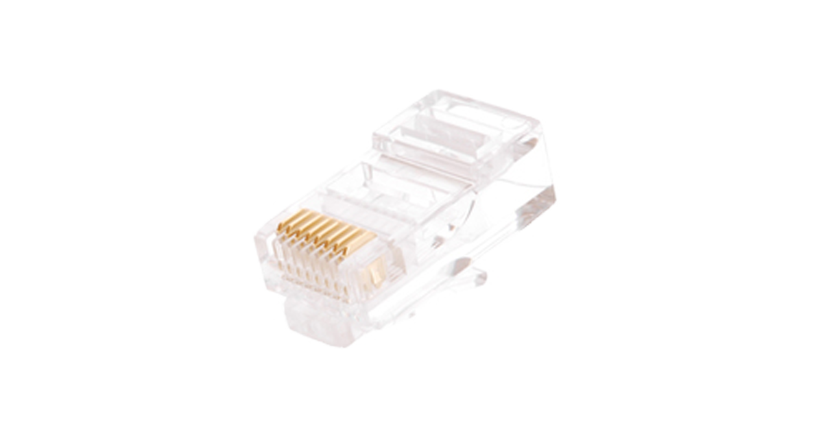 

Коннектор RJ-45 8P8C категория 5e, 1000шт., покрытие 3мкд, универсальные ножи, для проводников 0,40-0,45мм, NETLAN (UEC-UP8P8C-UD-003-TR-1000)