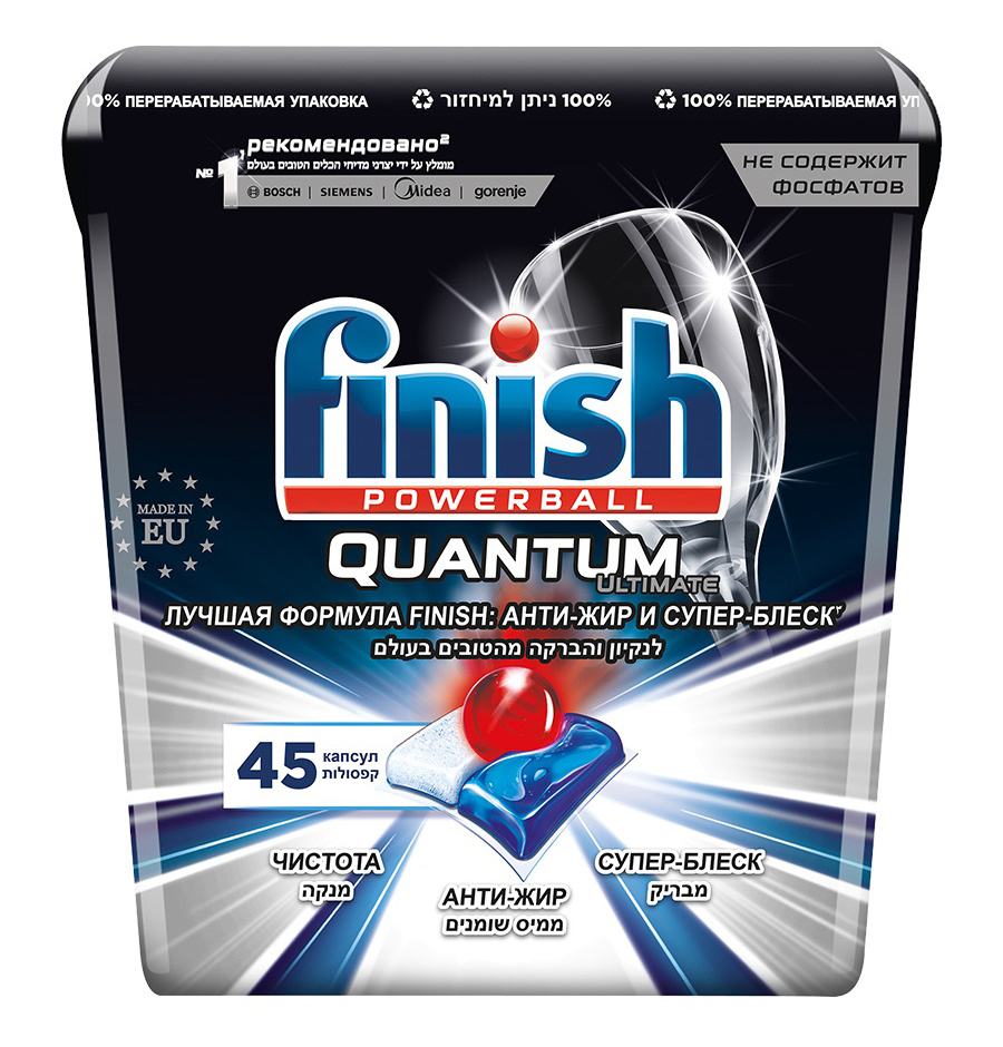 

Таблетки для посудомоечной машины Finish Quantum Ultimate 3120238, 45шт., Анти-жир (3120238), 3120238