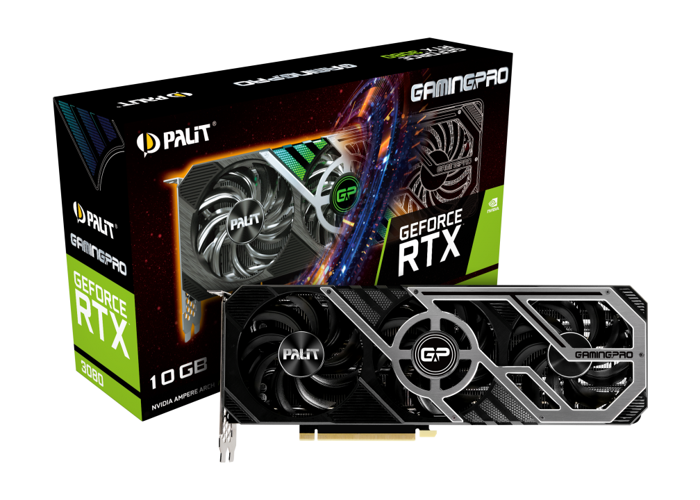 Видеокарта Palit NVIDIA GeForce RTX 3080 GamingPro 12GB LHR, 12Gb DDR6X, 384bit, PCI-E, HDMI, 3DP, Retail ( NED3080019KB-132AA) (Плохая упаковка)