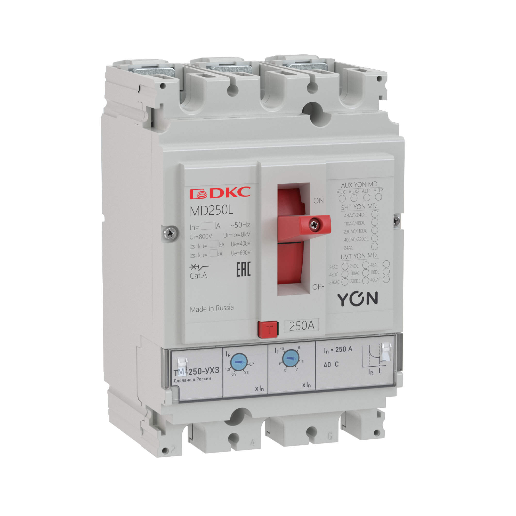 

Выключатель автоматический YON MD250N-TM080 - трехполюсный (3P/3П) 80A - 40кА (MD250N-TM080), MD250N-TM080
