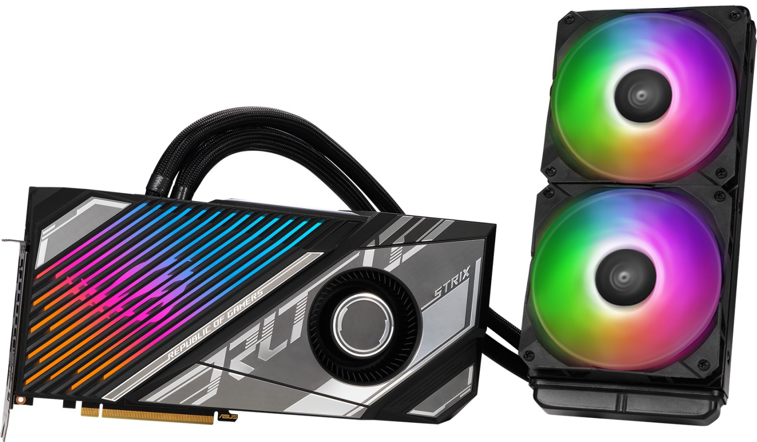 

Видеокарта ASUS NVIDIA GeForce RTX 3090 Ti ROG Strix LC, 24Gb DDR6X, 384bit, PCI-E, 2HDMI, 3DP, Retail (ROG-STRIX-LC-RTX3090TI-O24G-GAMING), ROG Strix LC