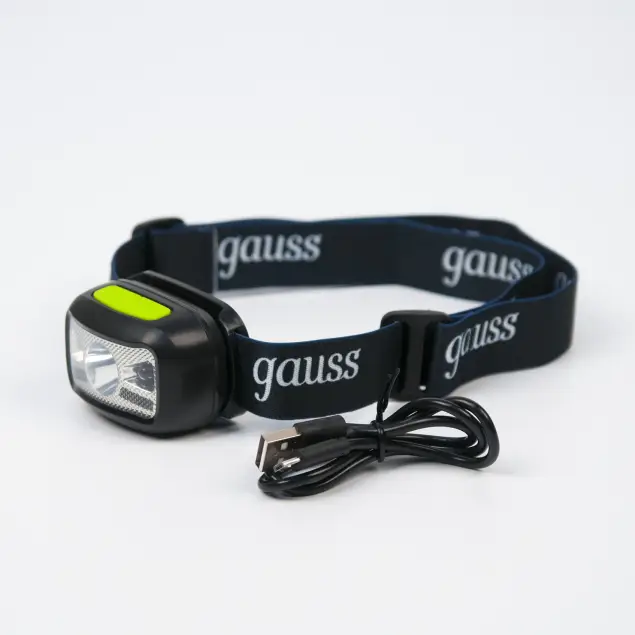 Фонарь налобный Gauss (GFL402) 220 лм 3Вт 1200mAh, сенсор-диммер, 7 режимов