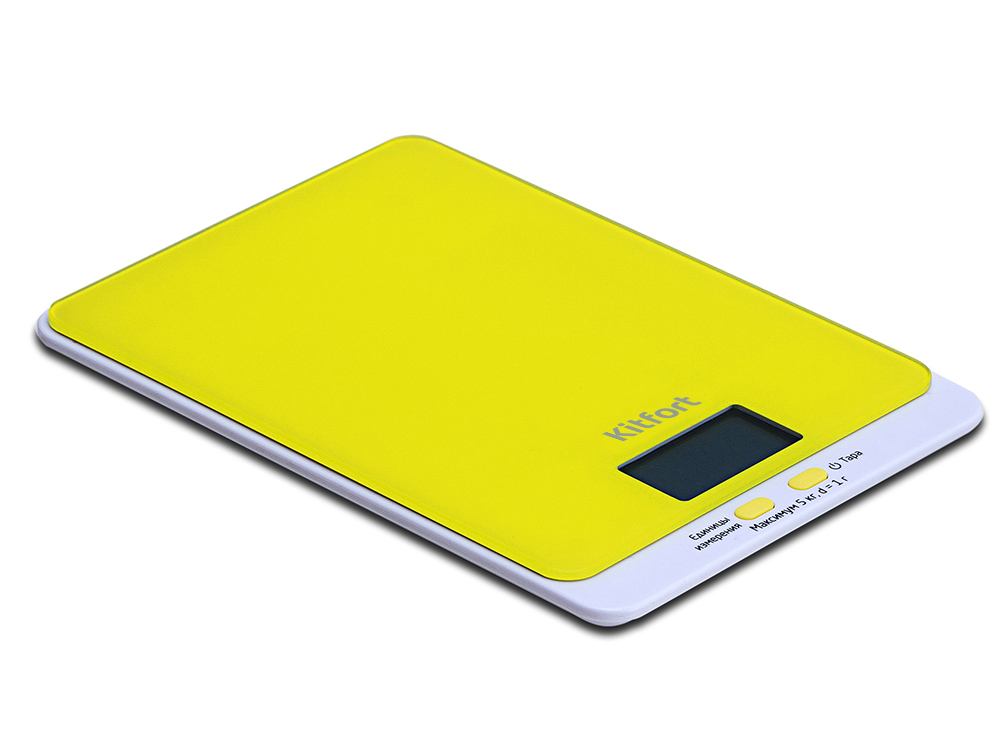 Кухонные весы электронные Kitfort KT-803-4 5кг, CR2032, желтый (390927)