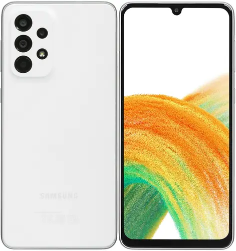 

Смартфон Samsung Galaxy A33 5G, 6.4" 2400x1080 Super AMOLED, Samsung Exynos 1280, 6Gb RAM, 128Gb, 3G/4G/5G, NFC, Wi-Fi, BT, 4xCam, 2-Sim, 5000 мА⋅ч, USB Type-C, Android 12, белый (SM-A336EZWGMEA), Galaxy A33 5G