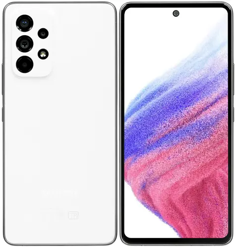 

Смартфон Samsung Galaxy A53 5G, 6.5" 1080x2400 Super AMOLED, Samsung Exynos 1280, 6Gb RAM, 128Gb, 3G/4G/5G, NFC, Wi-Fi, BT, 4xCam, 2-Sim, 5000mAh, USB Type-C, Android 12, белый (SM-A536EZWDMEA), Galaxy A53 5G