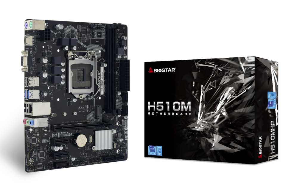 

Материнская плата Biostar H510MHP, Socket1200, Intel H510, 2xDDR4, PCI-Ex16, 4SATA3, 7.1-ch, GLAN, 4 USB 3.2, VGA, HDMI, mATX, Retail, H510MHP