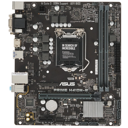 

Материнская плата ASUS PRIME H410M-R , Socket1200, Intel H410, 2xDDR4, 4SATA3, 7.1-ch, 1x1000 Мбит/с, 2 USB 3.2, VGA, DVI, HDMI, mATX, Retail, PRIME H410M-R