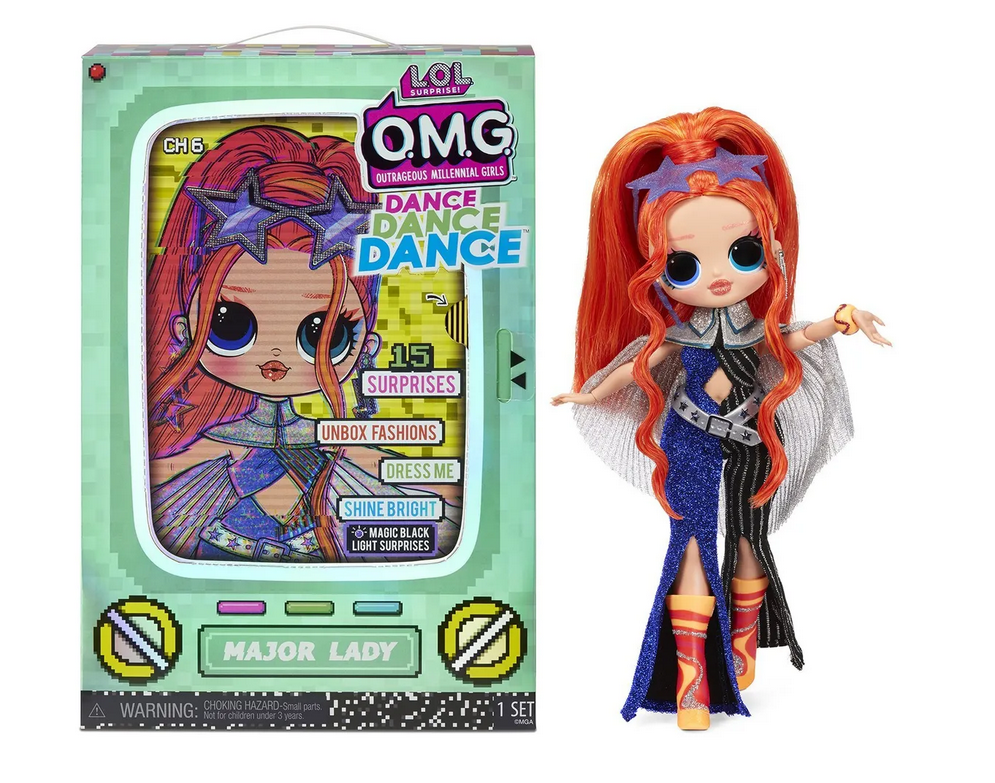 

Кукла L.O.L. LIL OUTRAGEOUS LITTLES L.O.L. Surprise Кукла OMG Dance Doll- Major Lady, 25 см, Кукла L.O.L. Surprise OMG Major Lady - это старшая сестра Лол из уникальной танцевальной серии Dance Dance Dance. У неё есть собственное ТВ-шоу, диско-танцпол и, 