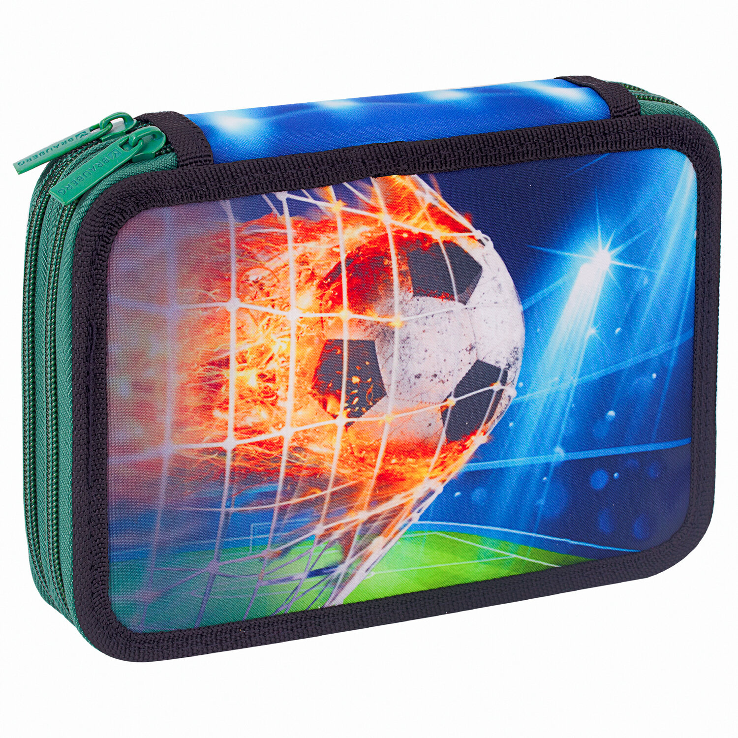 

Пенал Brauberg Premium Fire football, 2 отделения, синий (270322), Fire football