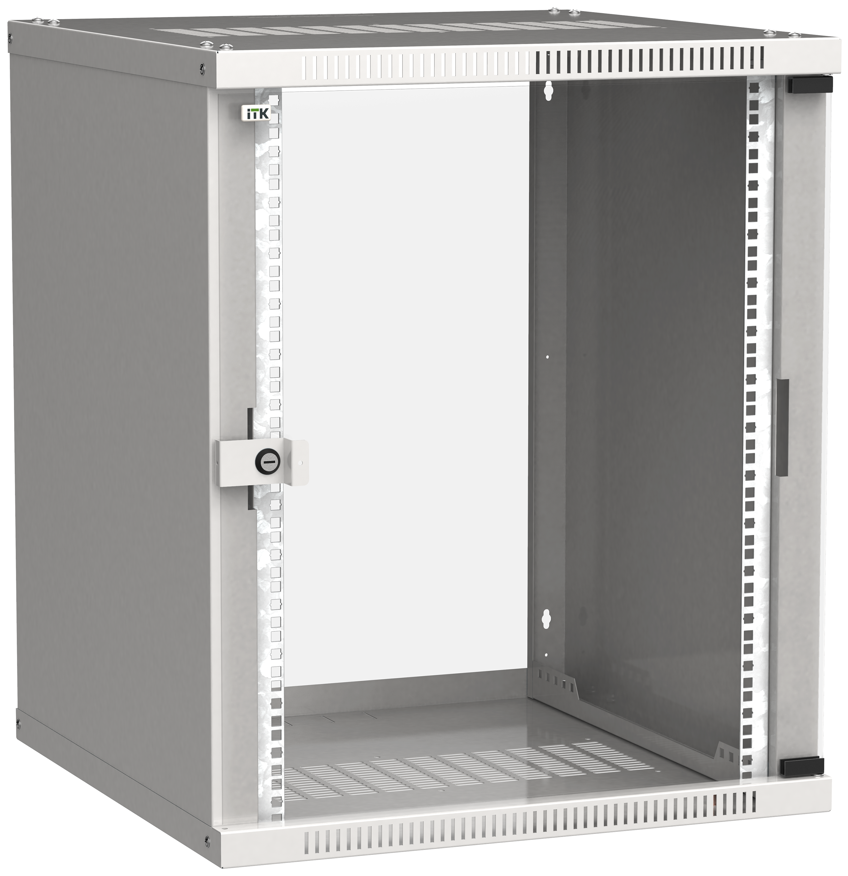 Шкаф телекоммуникационный настенный 15U 600x600 мм, стекло, серый, разборный, ITK LINEA WE (LWE3-15U66-GF)