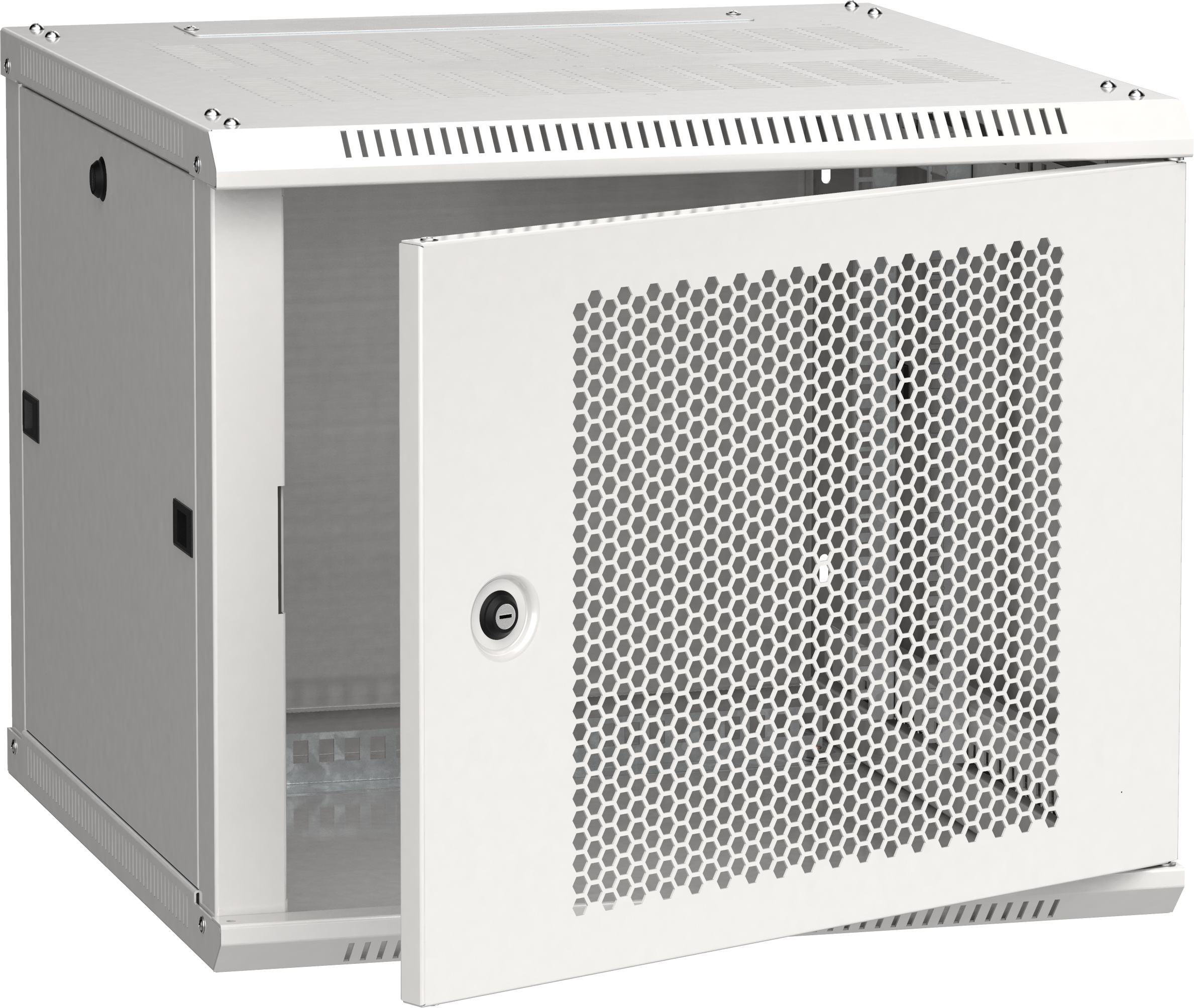Шкаф телекоммуникационный настенный 9U 600x600 мм, перфорация/металл, серый, разборный, ITK LINEA W (LWR3-09U66-PF)