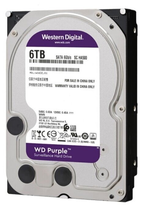

Жесткий диск (HDD) Western Digital 6Tb Purple Surveillance, 3.5", 5400rpm, 128Mb, SATA3 (WD60EJRX)