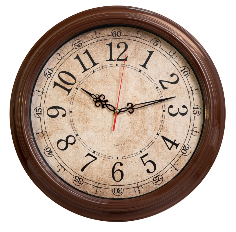 Настенные часы БЮРОКРАТ WallC-R77P, 1xAA, D35см, коричневый (1200492)