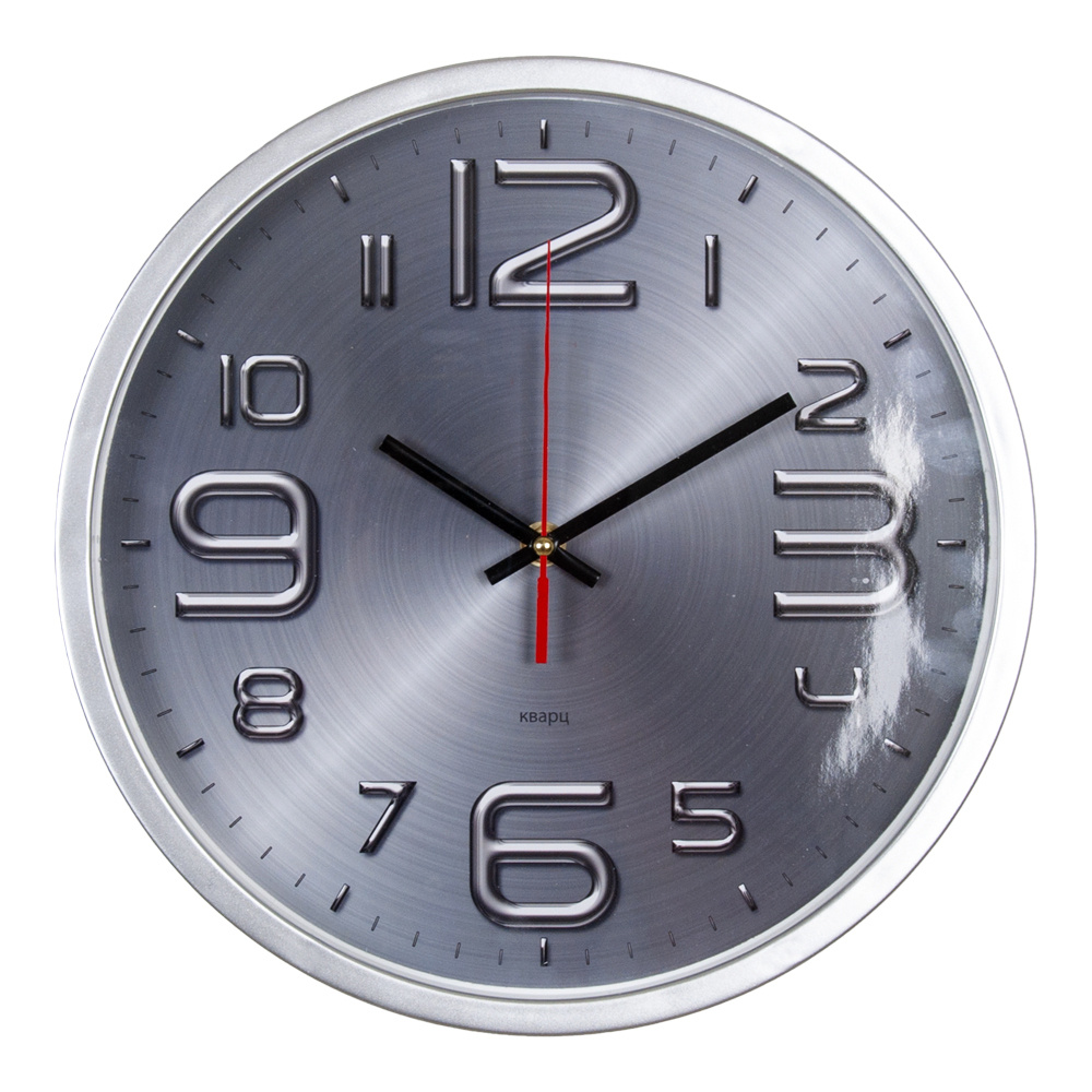 Настенные часы БЮРОКРАТ WALLC-R82P, 1xAA, D30см, серебристый (1435389)