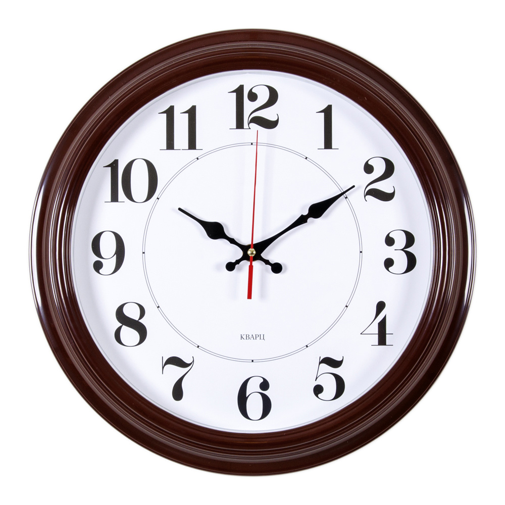 Настенные часы БЮРОКРАТ WALLC-R85P, 1xAA, D35см, коричневый/белый (1435517)