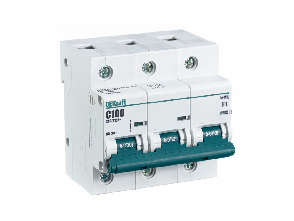 

Выключатель автоматический Schneider Electric ВА-201 трехполюсный (3P/3П) 100A C 10кА (13009DEK), ВА-201