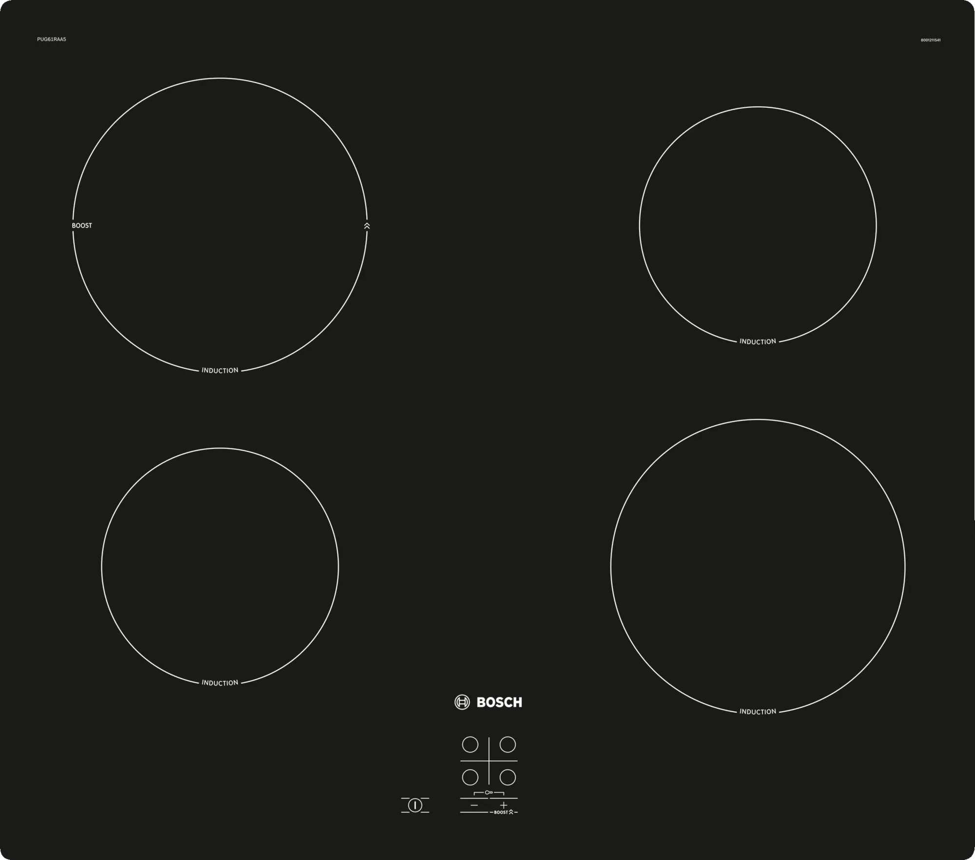 

Индукционная варочная панель Bosch PUG61RAA5E, 4 конфорки, черный (PUG61RAA5E), Черная, PUG61RAA5E