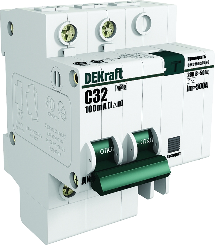 

Выключатель автоматический Schneider Electric ДИФ-101 двухполюсный (2P/2П) 20А C 4.5кА (15158DEK), ДИФ-101
