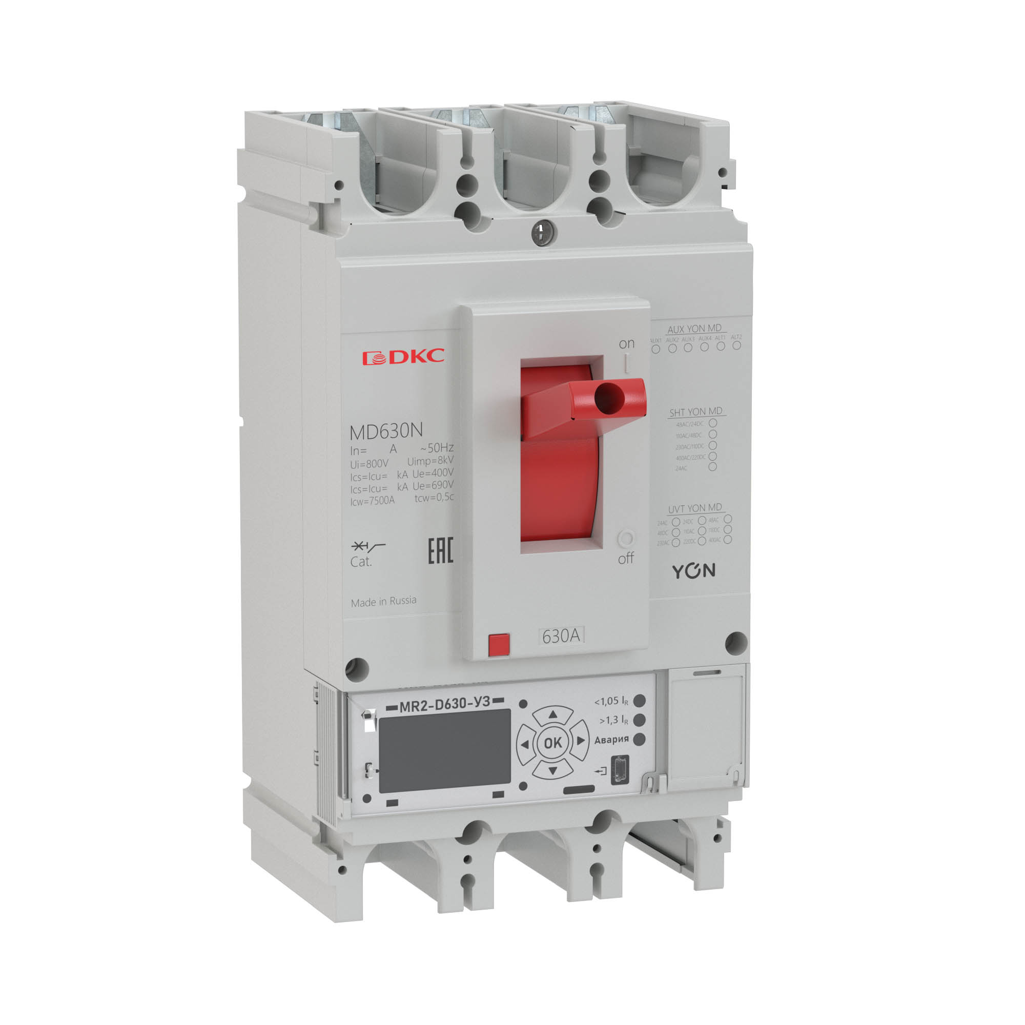 

Выключатель автоматический YON MD400N-MR1 трехполюсный (3P/3П) 400A 40кА (MD400N-MR1), MD400N-MR1