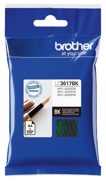 

Картридж струйный Brother LC3617BK (LC3617BK), черный, оригинальный, ресурс 550 страниц для Brother MFC-J3530DW/J3930DW, LC3617BK