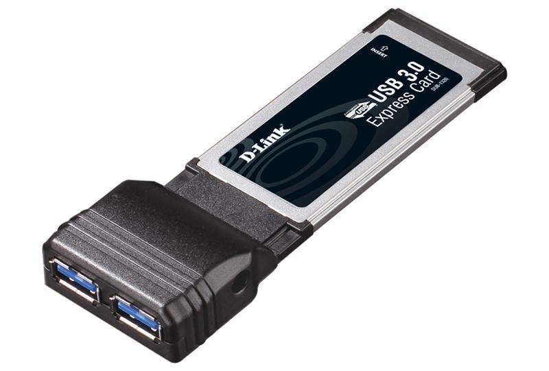 Концентратор D-Link DUB-1320, 2xUSB 3.0, черный (ExpressCard)