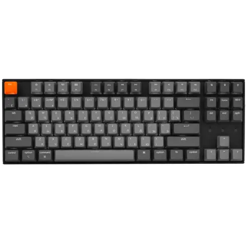 

Клавиатура проводное/беспроводное Keychron K8, механическая, Gateron Red, подсветка, Bluetooth / USB, черный/серый (K8G1), K8
