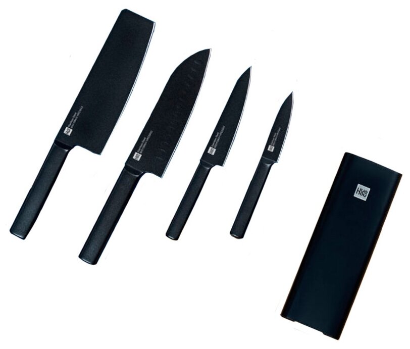 

Набор ножей HuoHou Non-Stick Kitchenl Knives Set HU0076, 4шт., подставка, черный (HU0076), HU0076