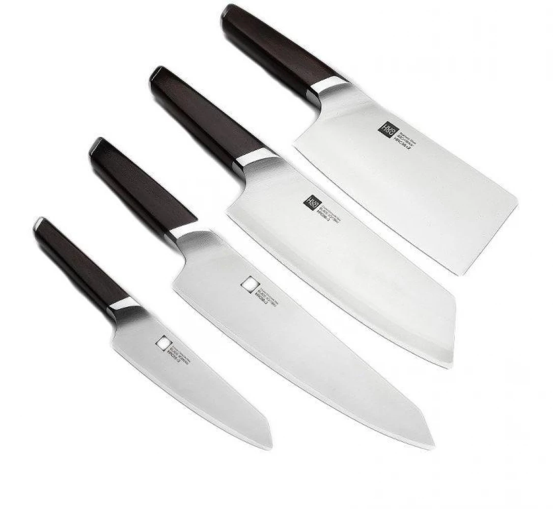 Набор ножей HuoHou Composite Steel Knife Set HU0033, 4 шт., подставка, черный (HU0033)