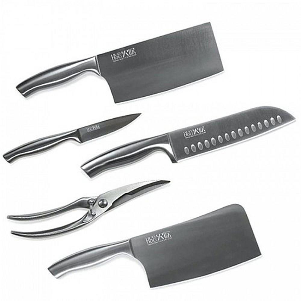 Набор ножей HuoHou Nano Knife HU0014, 5 шт., подставка, черный (HU0014)