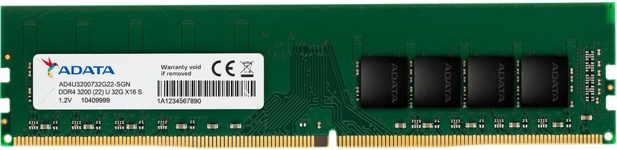 

Память DDR4 DIMM 32Gb, 3200MHz, CL22, 1.2 В, ADATA (AD4U320032G22-RGN)