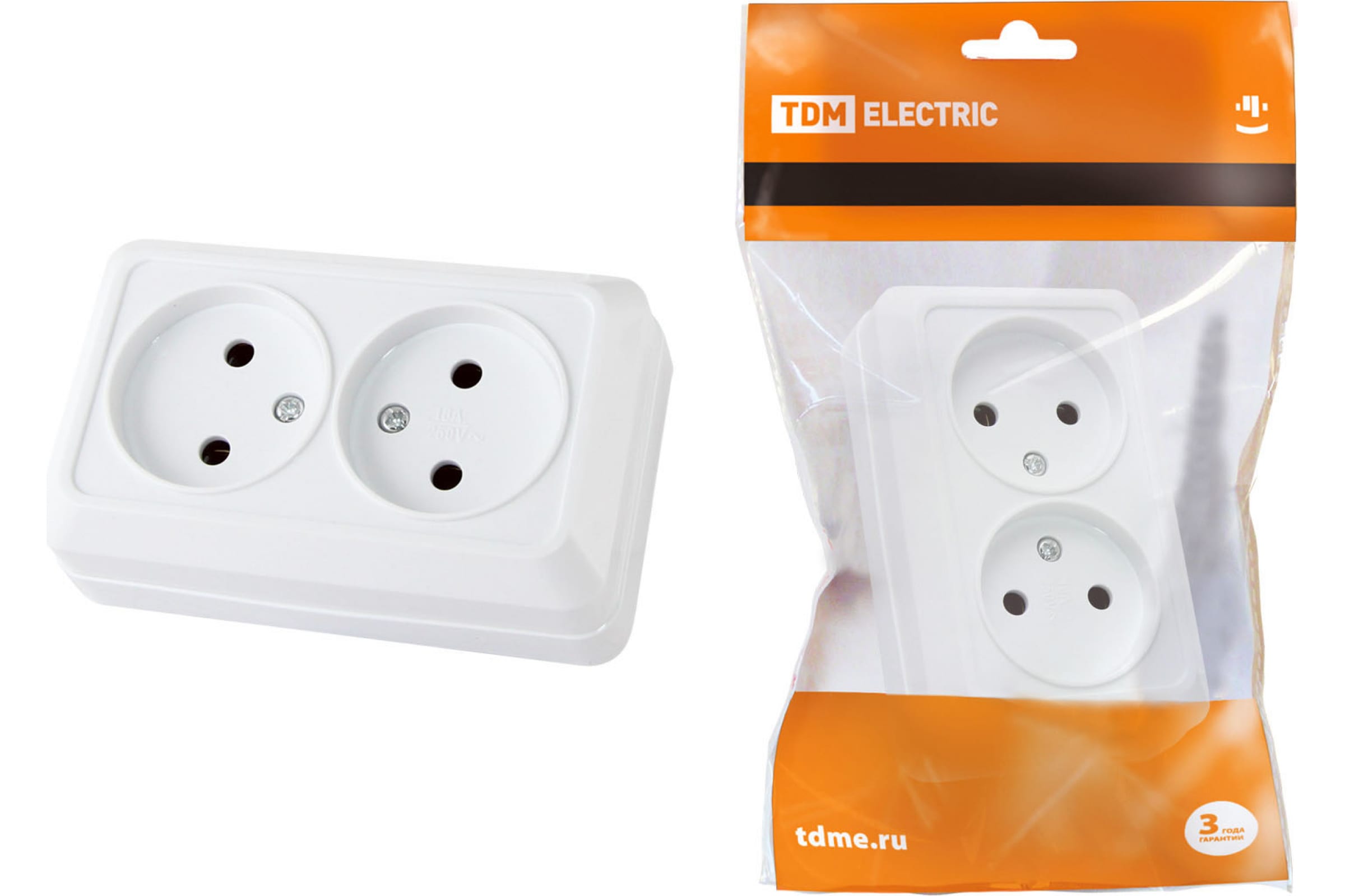 

Розетка TDM Ладога, открытый монтаж, 2-х постовая, 10A, в сборе, IP20, белый (SQ1801-0112)