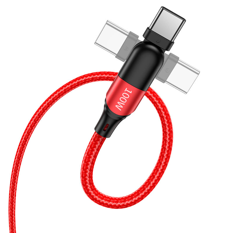 

Кабель USB Type-C-USB Type-C, поворотный, 5A, 1.5м, красный HOCO orbit U100 (HC-47952), U100