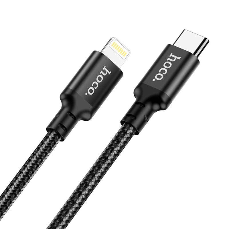 

Кабель Lightning 8-pin-USB Type-C, 3A, 2м, черный HOCO Double X14 (6931474752208), X14