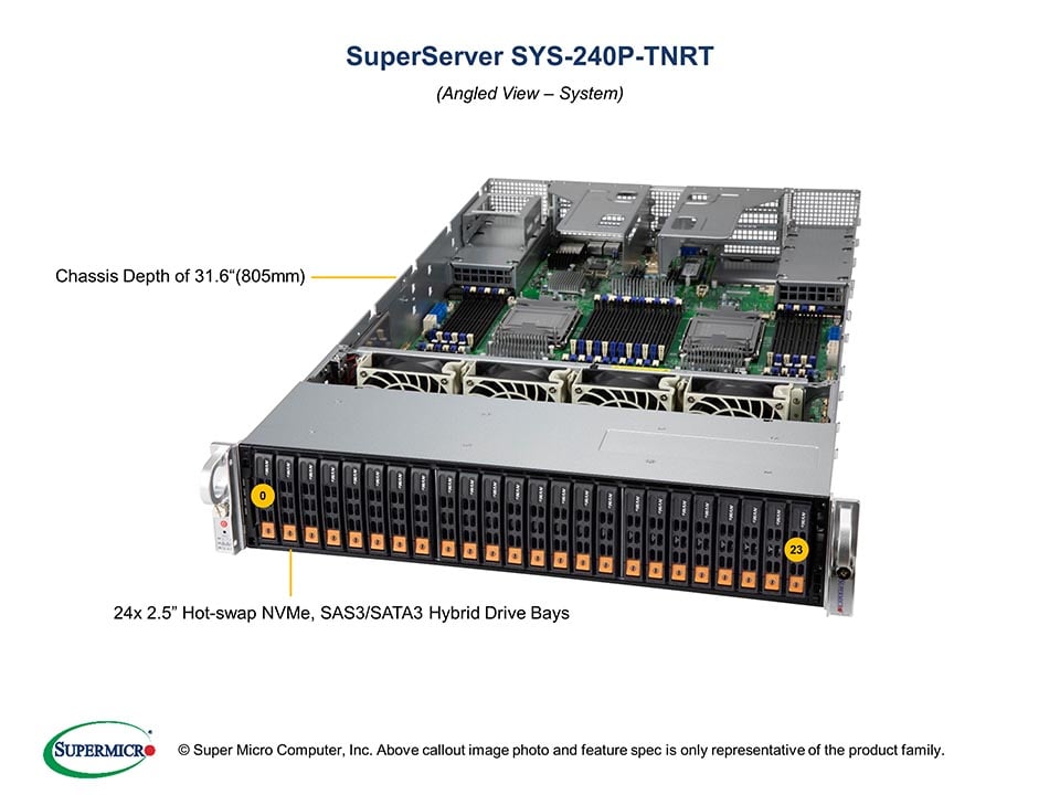 

Серверная платформа SuperMicro 240P-TNRT, 4xSocket4189, 48xDDR4, 24x2.5 HDD HS, 2xM.2-PCI-E/SATA, 2x10Гбит/с SFP+, 2x10Гбит/с, IPMI, Redundant 2x2000 Вт, 2U (SYS-240P-TNRT), 240P-TNRT