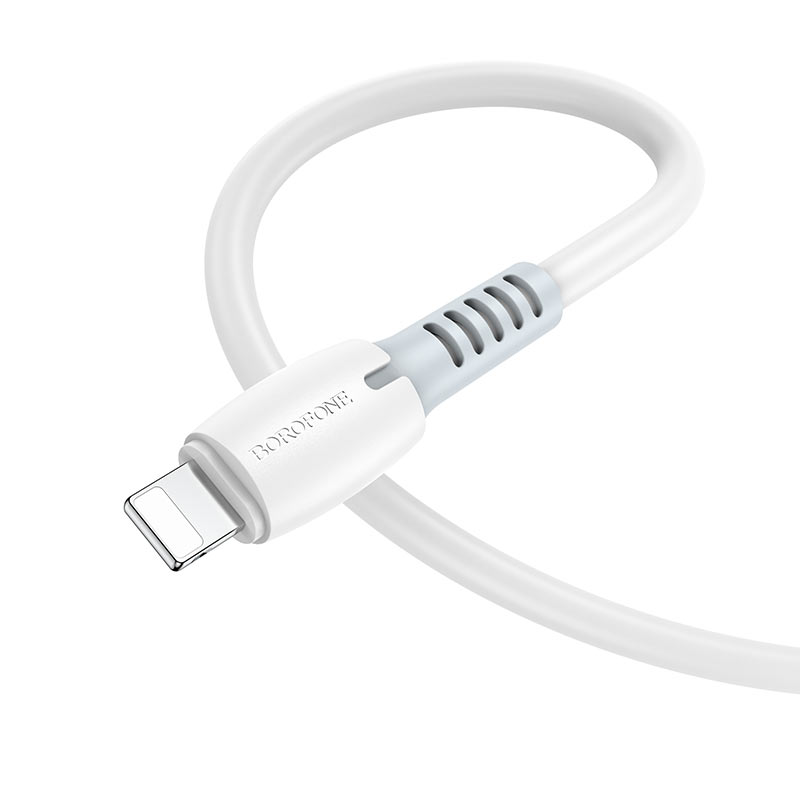 

Кабель Lightning 8-pin(m)-USB Type-C(m), 3A, 1м, белый Borofone Bonus BX62 (6974443380262), BX62